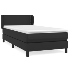 vidaXL fekete műbőr rugós ágy matraccal 90 x 200 cm (3127229) ágy és ágykellék