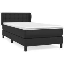 vidaXL fekete műbőr rugós ágy matraccal 90 x 200 cm (3127289) ágy és ágykellék
