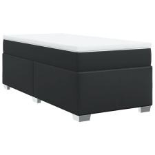 vidaXL fekete műbőr rugós ágy matraccal 90 x 200 cm (3285193) ágy és ágykellék