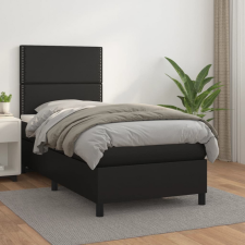 vidaXL fekete műbőr rugós ágy matraccal 90x190 cm ágy és ágykellék