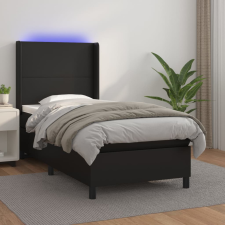 vidaXL fekete műbőr rugós ágy matraccal és LED-del 100x200 cm ágy és ágykellék
