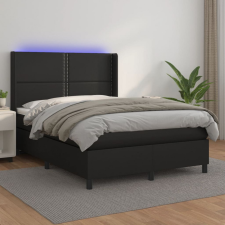 vidaXL fekete műbőr rugós ágy matraccal és LED-del 140x200 cm ágy és ágykellék