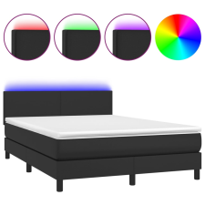 vidaXL fekete műbőr rugós ágy matraccal és LED-del 140x200 cm (3134105) ágy és ágykellék