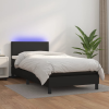 vidaXL fekete műbőr rugós ágy matraccal és LED-del 80 x 200 cm