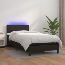 vidaXL fekete műbőr rugós ágy matraccal és LED-del 90x190 cm ágy és ágykellék