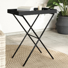vidaXL fekete összecsukható polyrattan tálcaasztal 65 x 40 x 75 cm kerti bútor