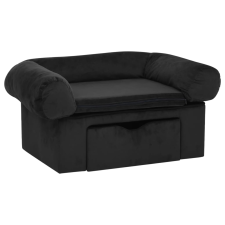 vidaXL fekete plüss kutyakanapé fiókkal 75 x 50 x 38 cm szállítóbox, fekhely kutyáknak