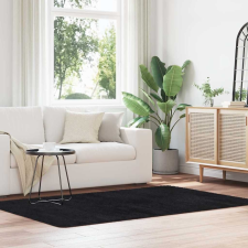 vidaXL fekete poliészter hosszú szálú bozontos szőnyeg 130x200 cm lakástextília