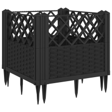 vidaXL fekete polipropilén kerti virágláda cövekekkel 43,5x43,5x43,5cm (368007) kerti tárolás