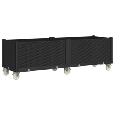 vidaXL fekete polipropilén rácsos kerekes ültetőláda 160 x 50 x 54 cm (367989) kerti tárolás