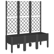 vidaXL fekete polipropilén rácsos kerti ültetőláda 120 x 40 x 142 cm (367928) kerti tárolás