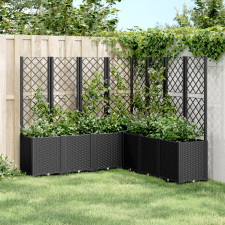 vidaXL fekete polipropilén rácsos kerti ültetőláda 160 x 160 x 140 cm kerti tárolás