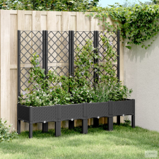 vidaXL Fekete polipropilén rácsos kerti ültetőláda 160 x 40 x 142 cm kerti tárolás