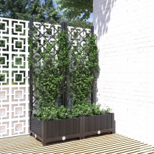 vidaXL Fekete polipropilén rácsos kerti ültetőláda 80 x 40 x 121,5 cm kerti tárolás