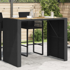 vidaXL fekete polyrattan akácfa lapos kerti asztal 145 x 80 x 110 cm kerti bútor
