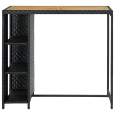vidaXL fekete polyrattan bárasztal tárolópolccal 120 x 60 x 110 cm (313478) bútor