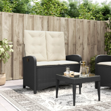 vidaXL fekete polyrattan dönthető kerti pad párnával kerti bútor