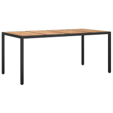 vidaXL fekete polyrattan és akácfa kerti asztal 190 x 90 x 75 cm (316722) kerti bútor