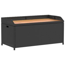 vidaXL fekete polyrattan és akácfa tárolópad 100 x 50 x 52 cm (365949) kerti bútor