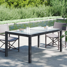 vidaXL fekete polyrattan és edzett üveg kerti asztal 150 x 90 x 75 cm kerti bútor