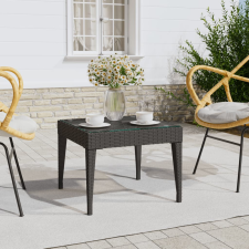 vidaXL fekete polyrattan és edzett üveg kisasztal 50 x 50 x 38 cm bútor