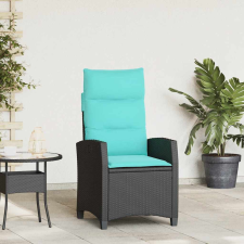 vidaXL fekete polyrattan fekvő kerti szék oldalsó asztallal kerti bútor