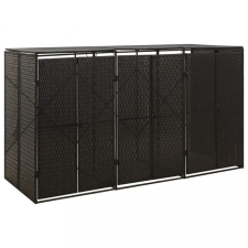 vidaXL fekete polyrattan hármas kerekeskuka tárolófészer 207x80x117 cm kerti tárolás
