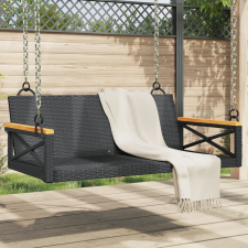 vidaXL fekete polyrattan hintapad 109 x 62 x 40 cm hintaágy
