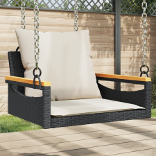 vidaXL fekete polyrattan hintapad párnákkal 63 x 62 x 40 cm hintaágy