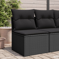 vidaXL Fekete polyrattan karfa nélküli kerti kanapé párnával kerti bútor
