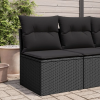 vidaXL Fekete polyrattan karfa nélküli kerti kanapé párnával