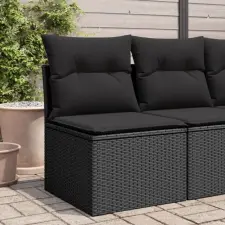 vidaXL Fekete polyrattan karfa nélküli kerti kanapé párnával kerti bútor