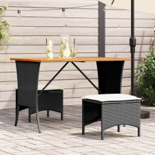 vidaXL fekete polyrattan kerti asztal akácfa lappal 105x75x72 cm kerti bútor