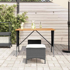vidaXL fekete polyrattan kerti asztal akácfa lappal 105x75x72 cm (4104138) kerti bútor