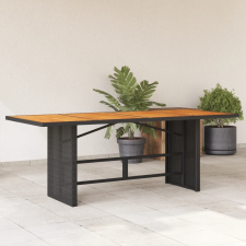 vidaXL fekete polyrattan kerti asztal akácfa lappal 190 x 80 x 75 cm kerti bútor