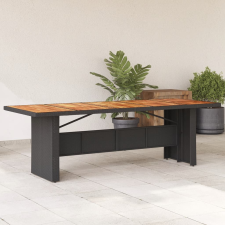 vidaXL fekete polyrattan kerti asztal akácfa lappal 240 x 90 x 75 cm kerti bútor