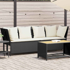 vidaXL fekete polyrattan kerti kanapé párnákkal kerti bútor