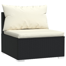 vidaXL fekete polyrattan kerti középső kanapé párnákkal (317493) kerti bútor