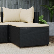 vidaXL Fekete polyrattan kerti lábtartó párnával kerti bútor