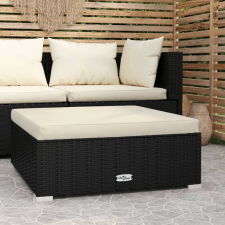 vidaXL fekete polyrattan kerti lábtartó párnával 70 x 70 x 30 cm kerti bútor