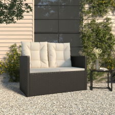 vidaXL fekete polyrattan kerti pad párnákkal 105 cm kerti bútor