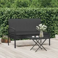 vidaXL fekete polyrattan kerti pad párnával 105 cm kerti bútor