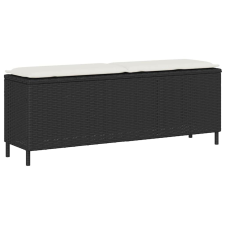 vidaXL fekete polyrattan kerti pad párnával 110x30x40,5 cm kerti bútor