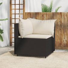 vidaXL fekete polyrattan kerti sarokkanapé párnákkal kerti bútor