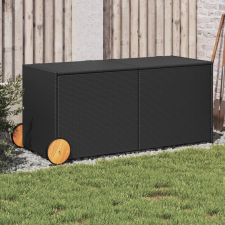 vidaXL fekete polyrattan kerti tárolóláda kerekekkel 283 L kerti tárolás