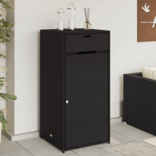 vidaXL fekete polyrattan kerti tárolószekrény 55 x 55 x 111 cm kerti tárolás