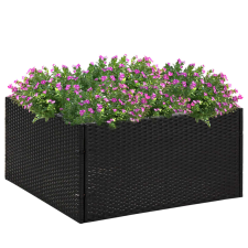 vidaXL fekete polyrattan kerti ültetőláda 80 x 80 x 40 cm kerti tárolás