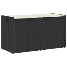 vidaXL fekete polyrattan kültéri tárolópad párnával 100 cm kerti bútor