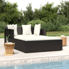 vidaXL fekete polyrattan napozóágy párnával 182 x 118 x 63 cm kerti bútor