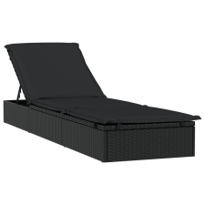 vidaXL fekete polyrattan napozóágy párnával 201 x 55 x 62 cm (319632) kerti bútor